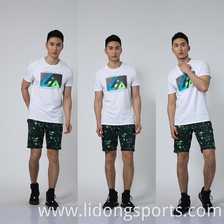 LiDong wholesale new design men printed casual running shirts t shirt men sport